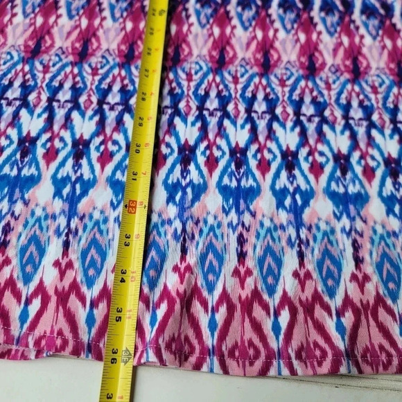 Chico’s Pastel Ikat Print Keyhole Short Dress Warm Multi Size 0 Small Blue Pink - Picture 4 of 12